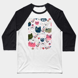 cute cats pattern face mask 2020 - cats lovers masks - cats footprint pattern - cat pattern seamless Baseball T-Shirt